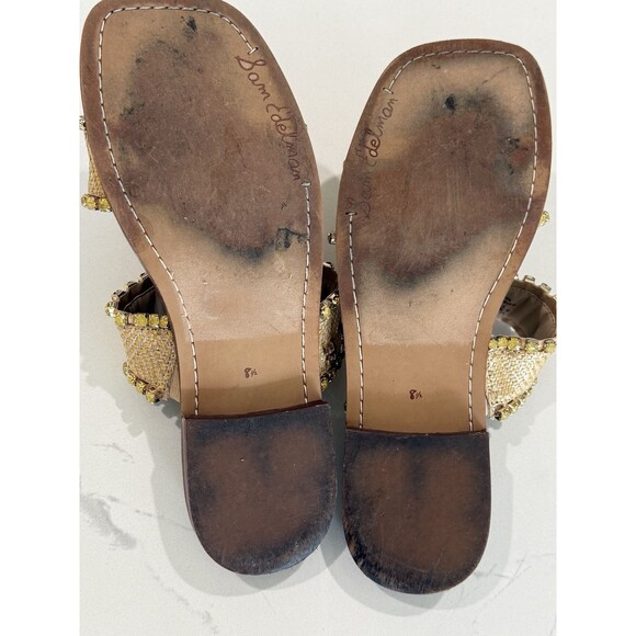 Sam Edelman Women's 8.5 M Hopie Square Toe Gemstone Crystal-lined Sandals Slides - Picture 7 of 8